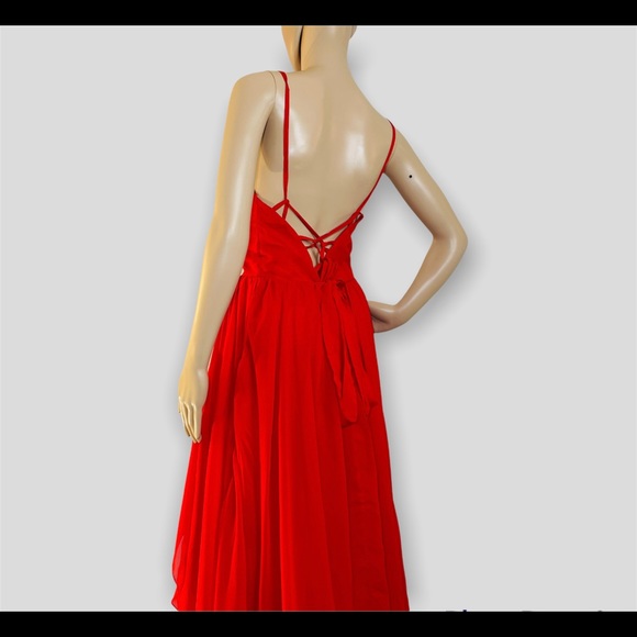 COPY - Sexy Red Party Irregular Ruffle High Waist Vestidos Dress New - Picture 10 of 11